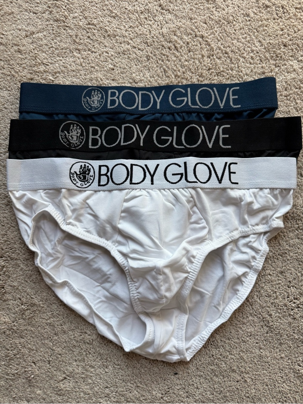 Body Glove Men's Briefs 3-Pack in White, Black, Navy
